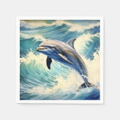 Verspieltes Wasserdelphin Serviette (Vorderseite)