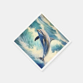 Verspieltes Wasserdelphin Serviette (Ecke)