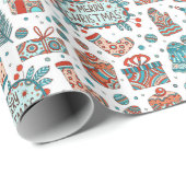 Verspieltes Weihnachts-Doodle-Muster Geschenkpapier (Rolleneckpunkt)