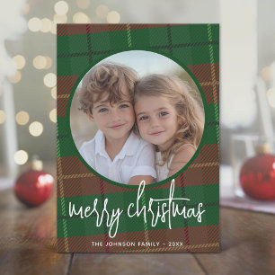 Verspieltes Weihnachtsfoto - Kalligrafie und Karo Feiertagskarte