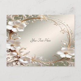 Verspieltes weißes Blumenrahmen-Postkartenmotiv Postkarte