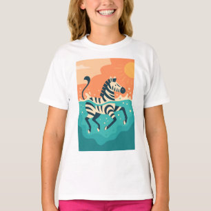 Verspieltes Zebra Schwimmt im Türkisfarbenen Meer T-Shirt