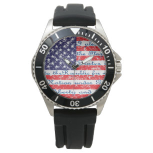Versprechen der "Allegience USA Flag" Armbanduhr