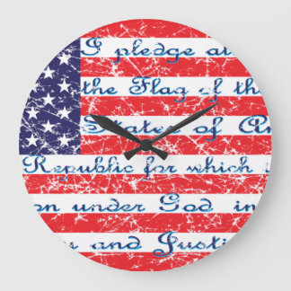 Versprechen der "Allegience USA Flag" Große Wanduhr