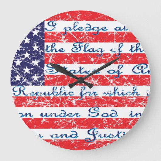 Versprechen der "Allegience USA Flag" Große Wanduhr (Vorderseite)
