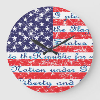 Versprechen der "Allegience USA Flag" Große Wanduhr