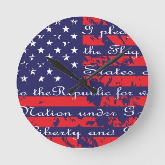 Versprechen der "Allegience USA Flag" Runde Wanduhr