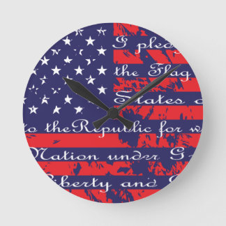 Versprechen der "Allegience USA Flag" Runde Wanduhr