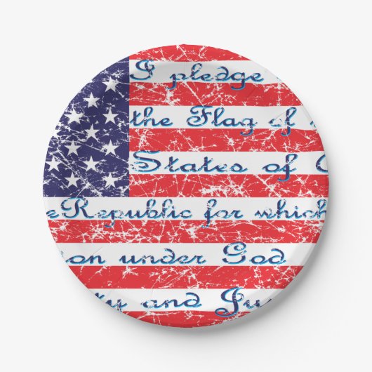 Versprechen der Flagge Allegiance USA Pappteller (Vorderseite)