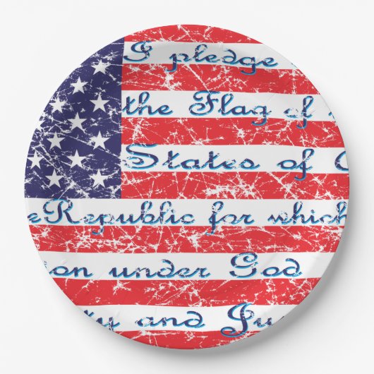 Versprechen der Flagge Allegiance USA Pappteller (Vorderseite)
