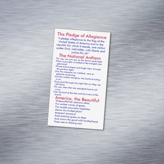 Versprechen der Legitimation, der Nationalhymne un Magnetische Visitenkarte (Beispiel)