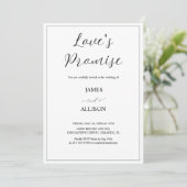 Versprechen der Liebe Elegant Minimalistisch Einfa Einladung (Stehend Vorderseite)