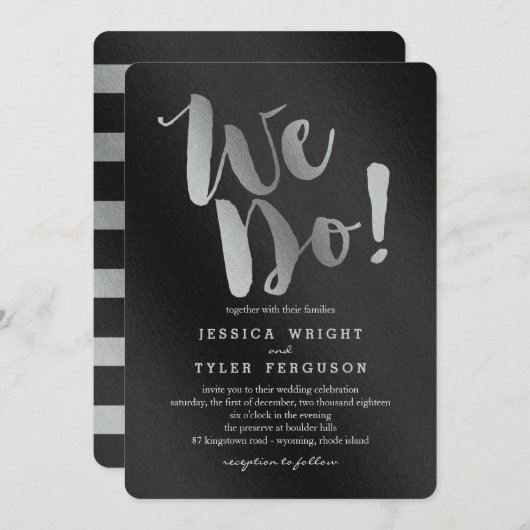 Versprechen Hochzeitsfeierlichkeiten Silver Einladung (Vorne/Hinten)