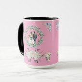Versprechen unter den Rosen pink Tasse (Vorderseite Links)