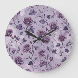 Verstaubte Lavendel-Rosa-Träumerische Farbtöne Flo Große Wanduhr