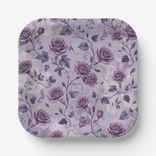 Verstaubte Lavendel-Rosa-Träumerische Farbtöne Flo Pappteller