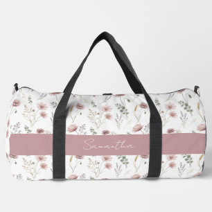 Verstaubte Pink Salbei Grün Aquarell Wildblume  Duffle Bag