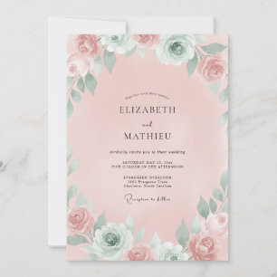 Verstaubte Ranunculus-Eukalyptus-Hochzeit in Rosat Einladung
