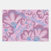 Verstaubte rosa handgemalte Blumen Geschenkpapier Set (Vorderseite 3)
