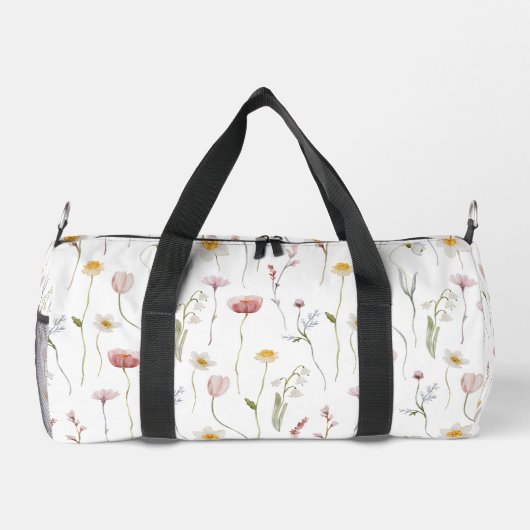 Verstaubte rosa Wasserfarbe Wildblume Duffle Bag (Rückseite)