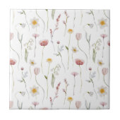 Verstaubte rosa Wasserfarbe Wildblume Fliese (Vorderseite)