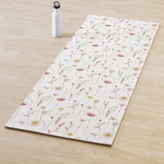 Verstaubte rosa Wasserfarben-Wildblume Yogamatte (Beispiel)