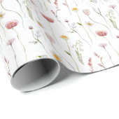 Verstaubte rosa Wildblumen-Wasserfarbe Geschenkpapier (Rolleneckpunkt)