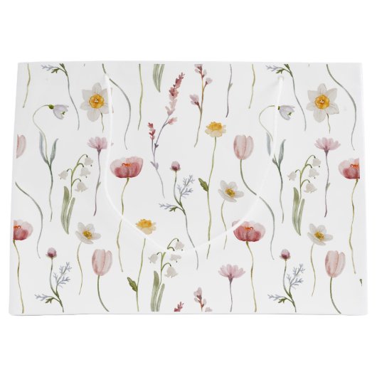 Verstaubte rosa Wildblumen-Wasserfarbe Große Geschenktüte (Vorderseite)