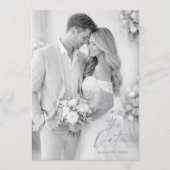 Verstaubtes Blau Foto Save the Date Einladung (Vorderseite)