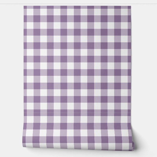 Verstaubtes Lila Gingham Kariert Grün Büffel Karo Tapete (Abrollen)