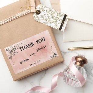 Verstaubtes Rosa Botanisches florales Hochzeit  Rechteckiger Aufkleber