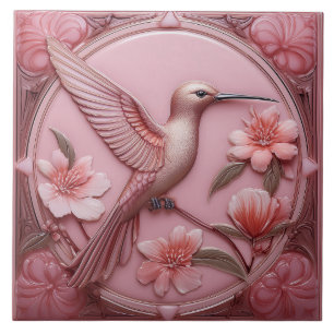 Verstaubtes rosa falsches Relief Art Nouveau Kolib Fliese