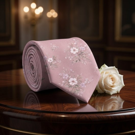 Verstaubtes Rosa Vintage-Blumenmuster Krawatte