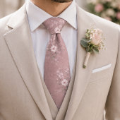 Verstaubtes Rosa Vintage-Blumenmuster Krawatte
