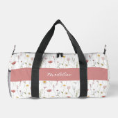 Verstaubtes rosa Wasserfarbe-Wildblumen-Monogramm Duffle Bag (Rückseite)