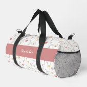 Verstaubtes rosa Wasserfarbe-Wildblumen-Monogramm Duffle Bag (Rechte Ecke)