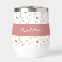 Verstaubtes rosa Wildblumen-Wasserfarben-Monogramm
