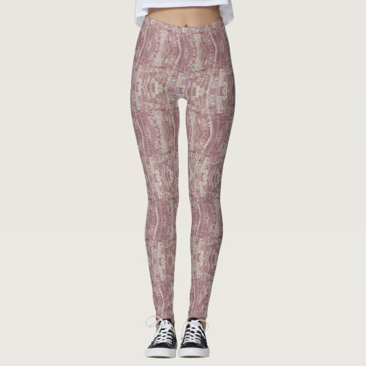 Verstaubtes Rosen-Abstraktes Textilmuster Leggings (Vorderseite)