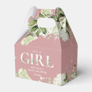 Verstaubtes Rosenpink Es ist ein Mädchen Greenery  Geschenkschachtel