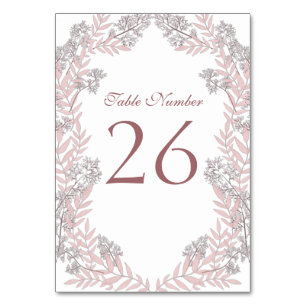 Verstaubtes Rosenrot Hochzeit Vintage Botanisch Tischnummer