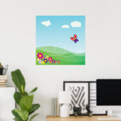 VERSTECKEN MIT SCHALTFLÄCHE UND BLUME POSTER (Heimbüro)