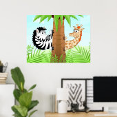 Verstecken von Zebra und Giraffe Poster (Heimbüro)