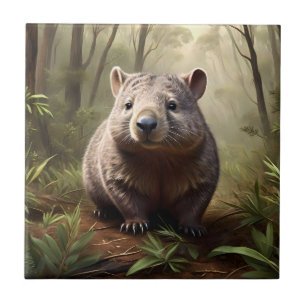 "Versteckt in Bush: Eine Aussie Wombat im Wilden" Fliese