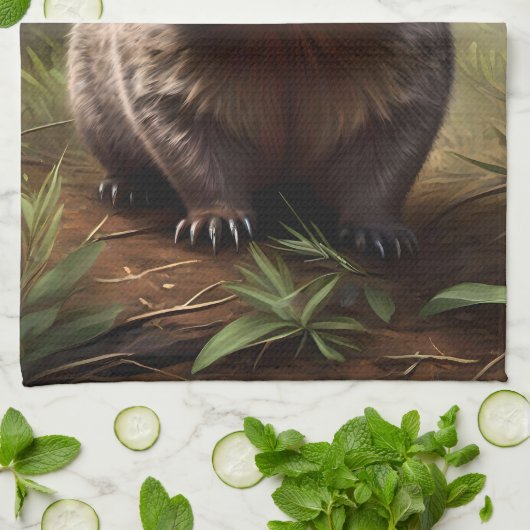 "Versteckt in Bush: Eine Aussie Wombat im Wilden" Geschirrtuch (Gefaltet)