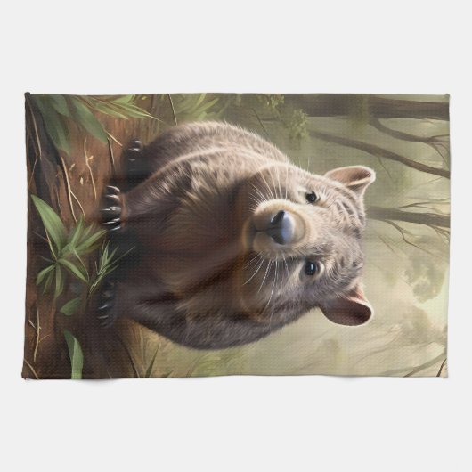 "Versteckt in Bush: Eine Aussie Wombat im Wilden" Geschirrtuch (Horizontal)