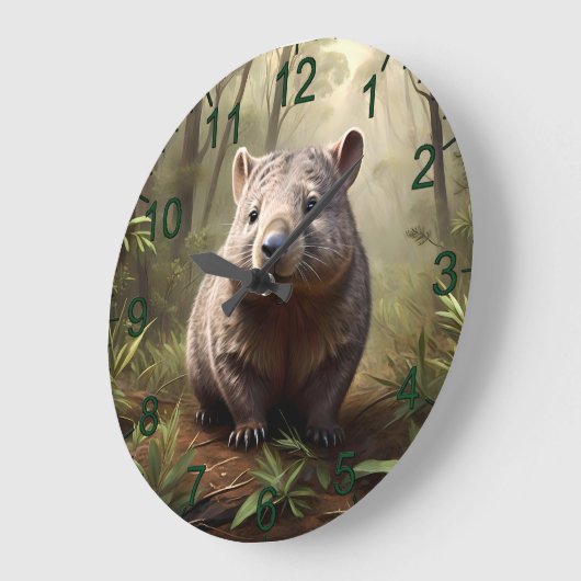 "Versteckt in Bush: Eine Aussie Wombat im Wilden" Große Wanduhr (Winkel)
