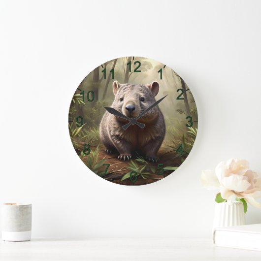 "Versteckt in Bush: Eine Aussie Wombat im Wilden" Große Wanduhr (Zuhause)