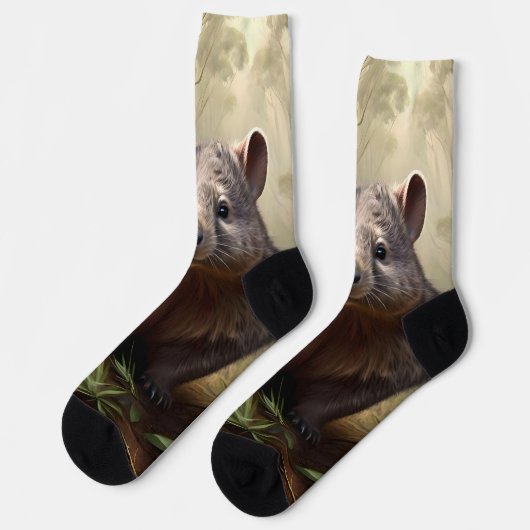 "Versteckt in Bush: Eine Aussie Wombat im Wilden" Socken (Linkes Detail)