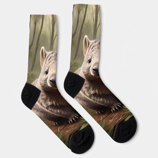 "Versteckt in Bush: Eine Aussie Wombat im Wilden" Socken (Rechts)
