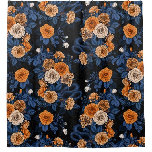 Versteckt in den Rose, orange und blau Duschvorhang (Vorderseite)